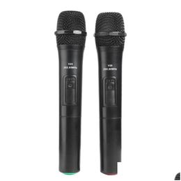 Microphones Smart Wireless Microphone Handheld Mic 2Pcs High Quility With Usb Receiver For Karaoke Speech Loudspeaker Drop Delivery El Dhrbe