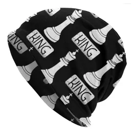 Berets Chess Bonnet Hats King Beanie Printed Knitting Hat Autumn Winter Cute Female Male Kpop Elastic Caps