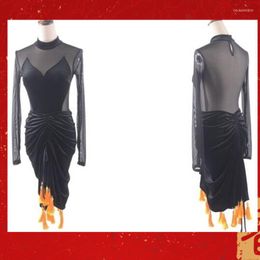 Stage Wear Latin Skirt Top Dance Dress Fringe Leotard Salsa Cha Samba Rumba 2024