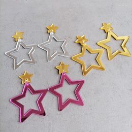 Dangle Earrings Unique Sweet Cool Hollow Star Charms Pendant Acrylic Colourful Five-pointed For Women Trend Jewellery