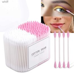 Cotton Swab 100/200/300Pcs Disposable Cotton Swabs Makeup Sticks Spiral Swab Rod Double Head Ear Swab Lipstick Cotton Stalk Cleaning ToolsL231116