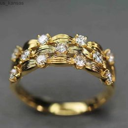 Band Rings 2023 Women Wedding Rings Gold Colour Sparkling Cubic Zirconia Newly Designed Engagement Bands Accessories Trendy Jewellery R231116