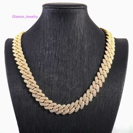 Modeanpassung Moissanit De 10mm 10k 14k Gold Mossinate Diamantkette 2-reihiger Stein Miami Cuban Link Chai