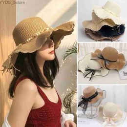 Wide Brim Hats Bucket Hats Summer Str Hat for Women Foldable Wide Brim Floppy Sun Hat Girls Women Summer Beach Hat UV Protect Travel Cap Female Gorro YQ231116