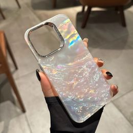 Luxury Glitter Laser Colorful Dreamy Shell Phone Case For iPhone 15 11 12 13 14 Pro Max 14 plus Smooth Shiny Clear Bumper Cover