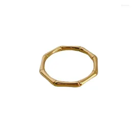 Cluster Rings 2023 316L Stainless Steel Bamboo Signet For Women Metal Gold Plated Slim Stacker Ring Waterproof Jewellery Gift