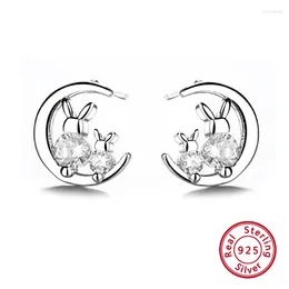Stud Earrings 1 Pair Cute Cartoon Charm 925 Sterling Silver For Women Fine Jewelry Fashion Luxury Sweet Ear Studs