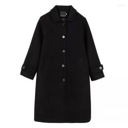 Women's Wool & Blends Coats Winter Woman Fashion Casaco Quente Cazadora Mujer Dames Jassen Hepburn Style Thick Woollen Black Temperament Coat