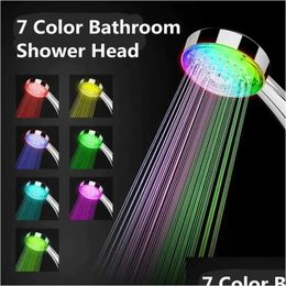 Bathroom Shower Heads 7 Colours Changing Led Head Rainfall Sprayer Water Saving Showerhead Accessories Replacement 231031 Drop Delive Dhwyn