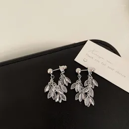 Dangle Earrings Delicate Classic Cubic Zirconia Leaves Earring Jewellery Romantic Elegant Women's Trendy Jewelry Exquisite Accessories