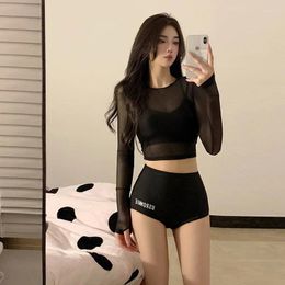 Women's Swimwear Swimsuit 3PCS Korean Bikini Long Sleeve Beach Woman 2023 Bathing Suits Bikinis Sets