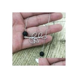 Pendant Necklaces Fashion Leaf Bird Lava Stone Necklace Volcanic Rock Aromatherapy Essential Oil Diffuser For Women Jewelry Dhgarden Dh2Ev