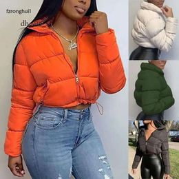 mens jacket Fashion Women Short Bread Down Winter Warm Solid Jacket Stand Up Collar Cardigan Outerwear Padded Coat