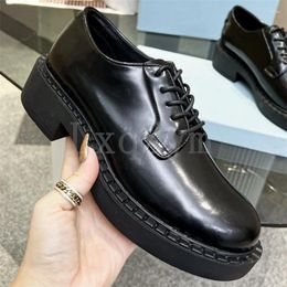 Dress Shoes Luxury Real Leather Women Pumps Chunky Heels Handmade Female For Round Toe Lace Up Spring Single