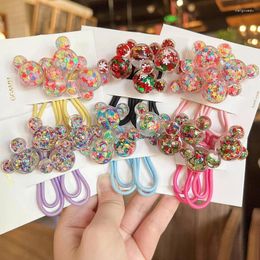 Hair Accessories A Pair Colour Sequin Heart Flower Star Cartoon Transparent Round Ball Long Elastic Band For Girl Cute Fancy Rubber Ties Gift