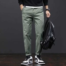 Men's Pants Pants Men Business Straight Cotton Trousers Stretch Boy Elastic Slim Fit Casual Big Plus Size 42 44 46 Black Khaki Blue Clothes J231116