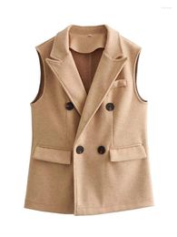 Women's Vests 2023 Collection Autumn Vest Jacket Double Breasted Sleeveless Coat For Women Streetwear Waistcoat Tops