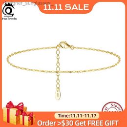 Anklets ORSA JEWELS 925 Sterling Silver Mariner Chain Anklets Fashion Women Summer 14K Gold Foot Bracelet Ankle Strs Jewelry SA24L231116