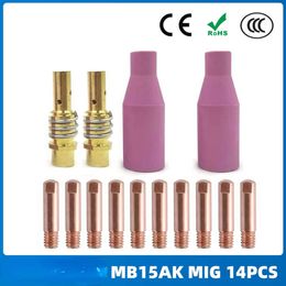 14PCS MB15AK Mig Two-protection Welding Gun Accessories Protection Conductive Nozzle