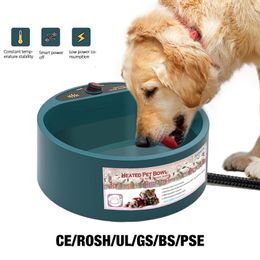 Dog Bowls Feeders Pet Bowl Food Winter Heated Feed Cage Constant Temperature Heating Thermostat Basin Dogs Electric 231116