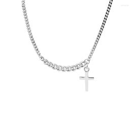Chains S925 Sterling Silver Personality Design Chain Cross Clavicle Temperament Women's Jewellery