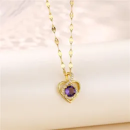 Pendant Necklaces Fashion Jewelry Titanium Steel Heart Necklace 18K Gold Plated For Women Anniversary Party Gifts TGN066