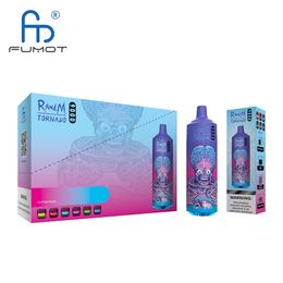 Original RandM Fumot tornado 9000 Disposable Vape Pod 9000 Puffs Large Capacity Multiple Color 53 RGB Glowing Free Shipping