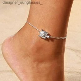 Anklets Vintage Summer Beach Silver Colour Turtle Anklets For Women Hollow Animal Bracelet Ankle On The Leg Foot JewelryL231116