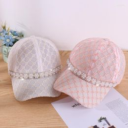 Ball Caps Pearl Peaked Cap Spring Summer Outdoor Leisure Breathable Ladies Mesh Sunshade Street Fashion Versatile Light Baseball