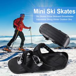 Snowboard Bindings Mini Short Ski Skates Snowboard Boots Skiboards Adjuatable Short Shoe Snowblades Portable Fit Into Your Backpack 231116