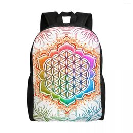 School Bags Flower Of Life In Lotus Mandala Book Bag 16 Inch Backpack For Teen Girls Boys Kindergarten Children Buddhism