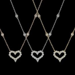 Collana di marca di lusso T Collana di moda da donna con cuore pieno di diamanti Collana di alta qualità in argento 925 di design regalo