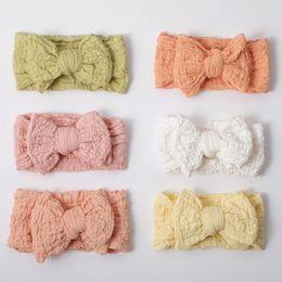 Hair Accessories 1Pcs Born Baby Elastic Headband Knit Bow Headwear For Girl Children Turban Soft Nylon Kids Hairrope 12 Colour