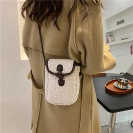 Evening Bags Ladies Winter Soft Mobile Phone Bag Crossbody Women Mini Sling Shoulder Girls Checkered Sherpa Purse 2024 231116