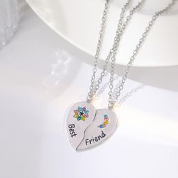 Chains Fashion Friend Necklace 2 Pcs/ Set Star Moon Heart BFF Pendant Inlaid Zircon Good Friendship Party Jewellery Accessories Gift