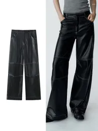Women's Pants Faux Leather For Wommen Fashion Ladies Solid High Waist Zipper Trousers Casual Simple Plush Autumn Winter