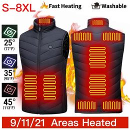 Men's Vests 21 Areas Heated Vest men women USB Electric Heating Jacket winter Body Warmer 6XL Oversized Hunting Hiking Cotton Coat 231115