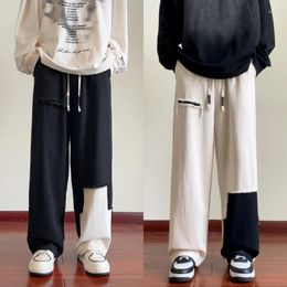 Men's Pants M-5XL!2023 Autumn Casual High Street Distressed Trendy Spliced Loose Sweatpants Cargo Men Baggy Hosen