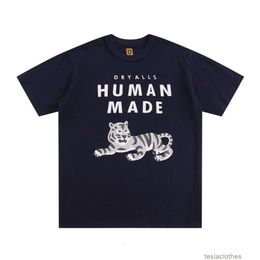 Designer Fashion clothing Luxury Tees TShirts Correct Version Human Made Summer New Product Navy Tiger Print Bamboo Knot Cotton Couple Short Sleeved Tshirt Trendy B