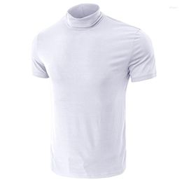 Men's T Shirts Mens Fashion T-Shirts Undershirts Thermal Underwear Tops Half Turtleneck Short Sleeve Slim Fit Basic Pullover Tees