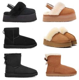 Designer fluffy snow boots mini women winter australia platform ug boot fur slipper ankle wool shoes sheepskin real leather classic brand casual outside uggswe