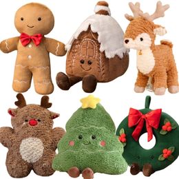 Plush Dolls Christmas Ginger Bread Pillow Filled with Chocolate Biscuit Cabin Decorative Mat Interesting XMas Tree Doll 231115