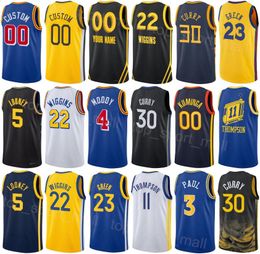 Print Men Women City Basketball Andrew Wiggins Jersey 22 Stephen Curry 30 Chris Paul 3 Klay Thompson 11 Draymond Green 23 Kevon Looney 5 Icon Black Blue White Yellow