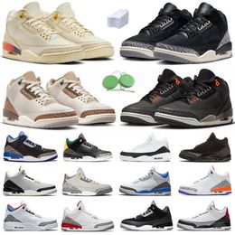 2024 3 Mens Basketball Shoes 3s Fear Off Noir Palomino Sunset Lucky Green White Cement Fire Red Hide N Sneak Court Purple Pink Unc Men Women Trainers Sports Sneakers