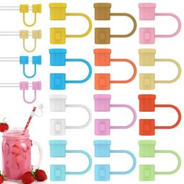 Other Drinkware 24Pcs Silicone Straw Tips Cover Reusable Lids Colourful Plug Dust Proof Drinking Portable 231116