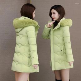 Women's Trench Coats Women Winter Jackets 2023 Down Parkas Feminina Warm Cotton Hooded Long Faux Fur Collar 3XL Outwear H75