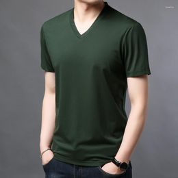 Men's T Shirts Men V-Neck Short Sleeve Shirt Male Summer Tops Tees Zde3082