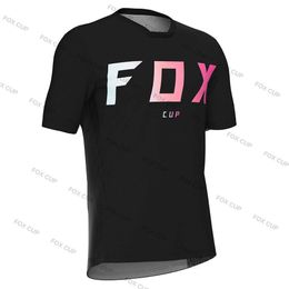 2023Men's T-Shirts 2023 Men's Downhill Jerseys Fox Cup Mountain Bike MTB Shirts Offroad DH Motorcycle Jersey Motocross Sportwear Clothing Bike Fit Y99