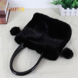 Evening Bags Ladies Mink Fur Bag Winter Luxury Fashion Retro Handbag Soft High Quality One Shoulder Drawstring Wallet Handbags For Women 231115