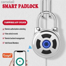 Smart Lock Tuya Smart Password Lock Bluetooth Smart Door Padlock Digital Electronic Lock Keyless Rechargeable Security ProtectionL231116